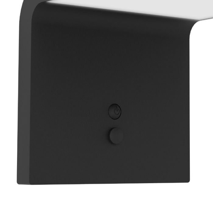 Svart utomhus vägglampa solcell plast, Huseyin, 6,5W, 4000K LED, IP65