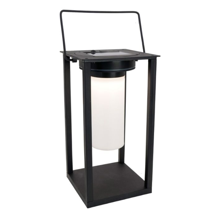Svart solcell bordslampa utomhus plast, Hillebrand, 3,3W, 4000K LED, IP54, med brytare