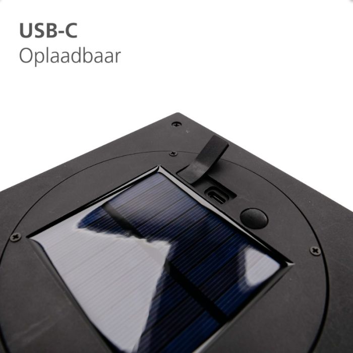 Svart solcell bordslampa utomhus plast, Hillebrand, 3,3W, 4000K LED, IP54, med brytare