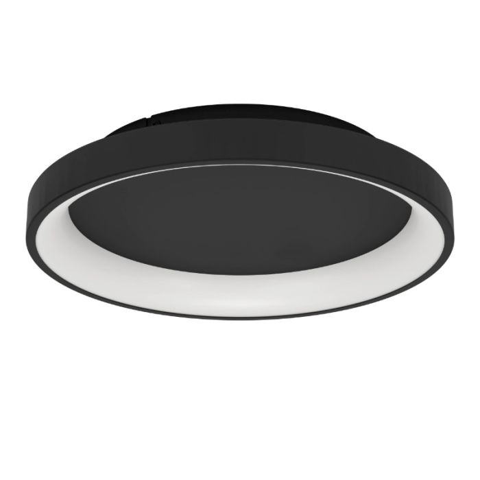 Svart modern taklampa plast, Shauni, 12W, varm till kall vit justerbar LED, met fjärrkontroll