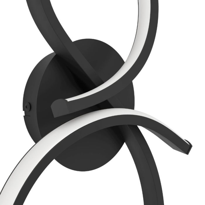 Svart modern vägglampa aluminium, Thekla, 11,4W, 3000K LED