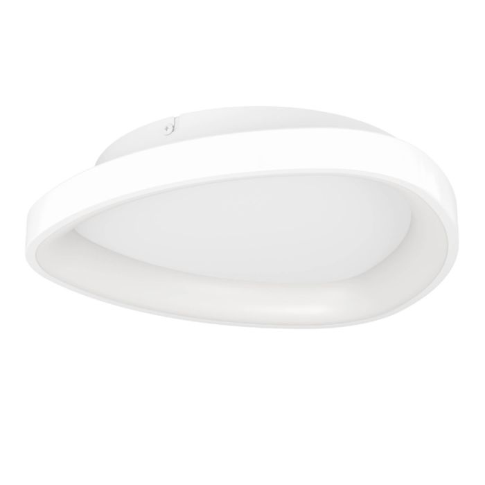 Vit modern taklampa plast, Shauni, 12W, varm till kall vit justerbar LED, met fjärrkontroll
