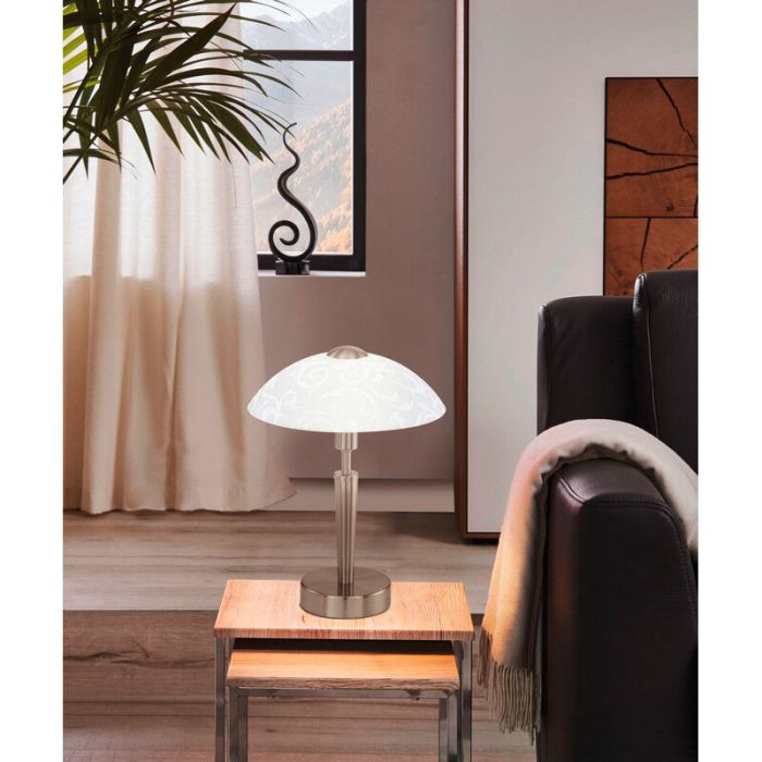 Nickel klassisk bordslampa stål, Adi, med beröringsdimmer