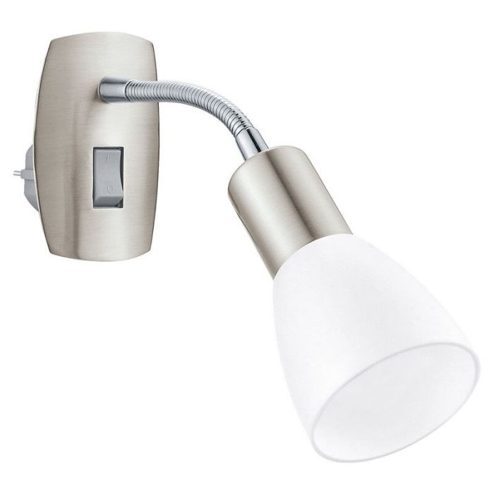 Nickel stickkontakt vägglampa plast, Alem, med brytare
