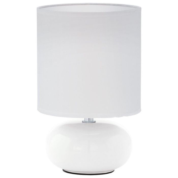 Vit bordslampa tyg, Matthew, med brytare