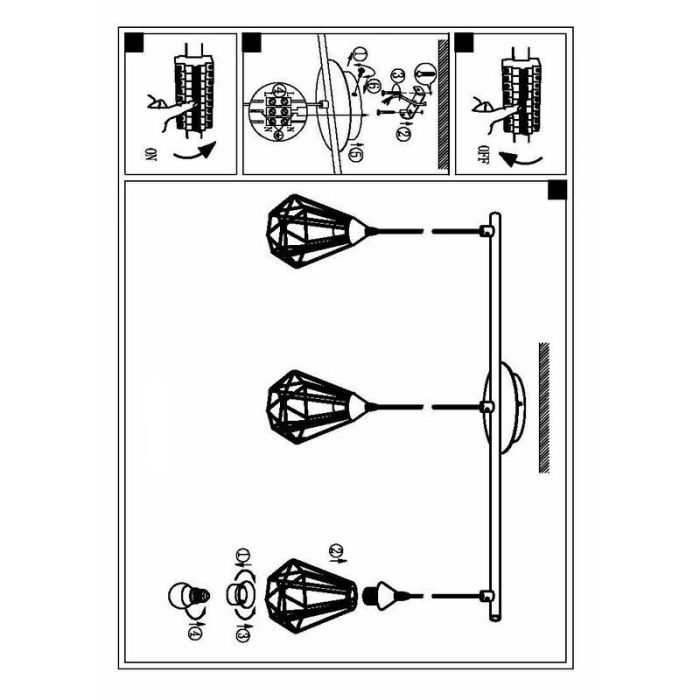 Svart industri fönsterlampa metall, Costel