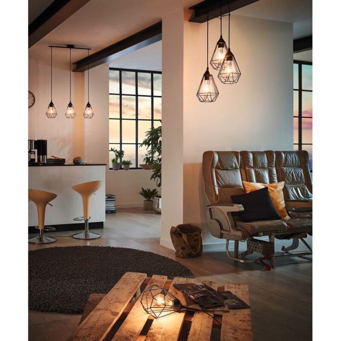 Svart industri bordslampa metall, Costel, med brytare