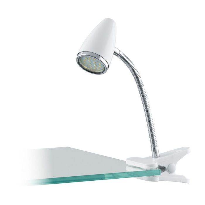 Krom klämlampa plast, Silvie, med brytare
