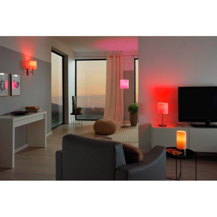 Vit modern bordslampa tyg, Abano, med beröringsdimmer