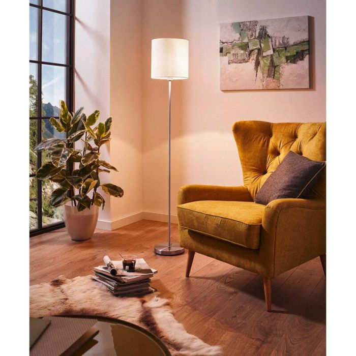 Vit modern golvlampa tyg, Abano, med brytare
