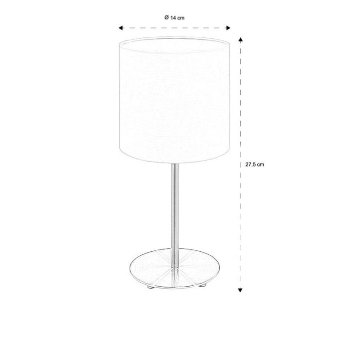 Vit modern bordslampa tyg, Abano, med brytare