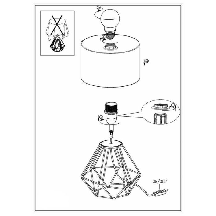 Koppar design bordslampa tyg, Acri, med brytare