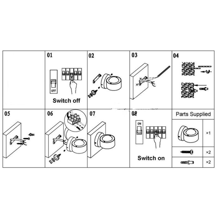 Vit up down vägglampa glas, Beerd, 3W, 3000K LED