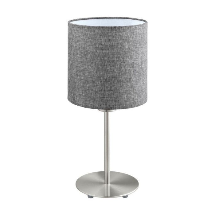 Grå modern bordslampa tyg, Abano, med brytare