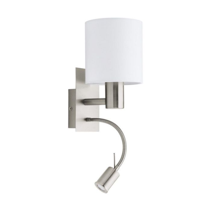 Vit modern vägglampa tyg, Abano, med brytare