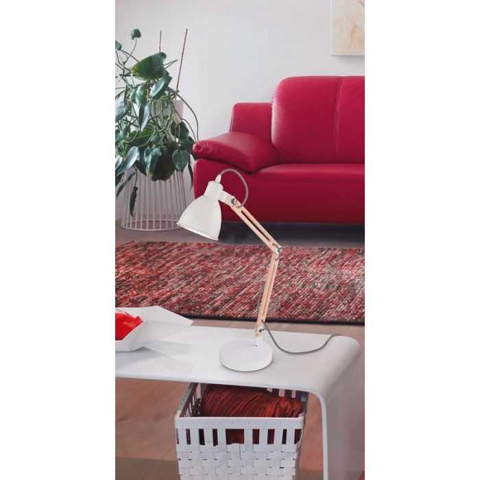 Trä bordslampa vit, Ceyda, med brytare