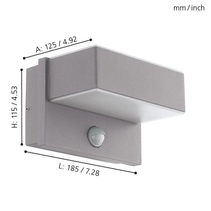 Silver modern utomhus vägglampa med rörelsesensor metall, Jason, IP44