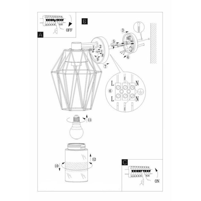 Svart industri utelampa metall, Stan, IP44