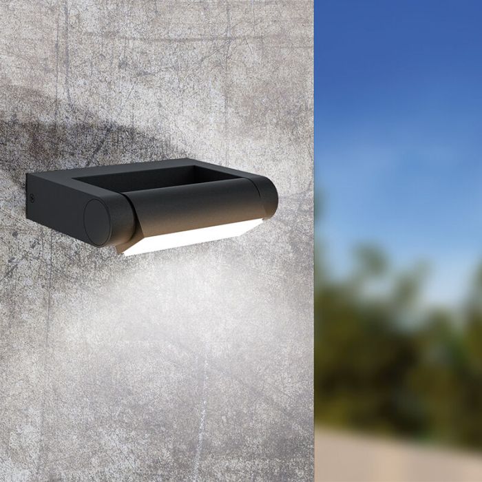 Svart modern utelampa aluminium, Kawa, 4,8W, 3000K LED, IP44