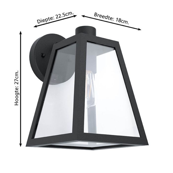 Svart modern utelampa aluminium, Laurens, IP44