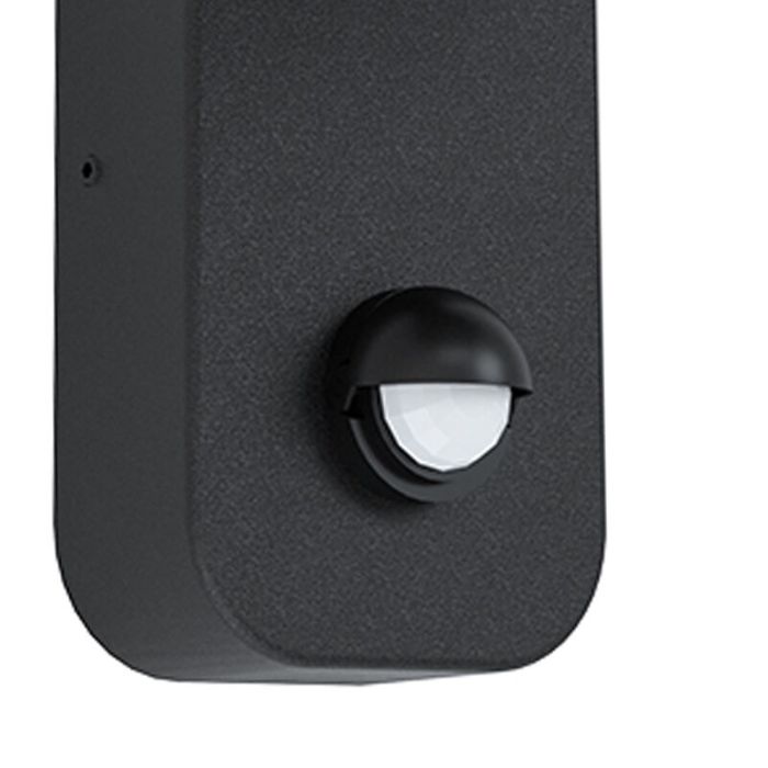 Svart modern utomhus vägglampa med rörelsesensor stål, Liliana, 6W, 3000K LED, IP44