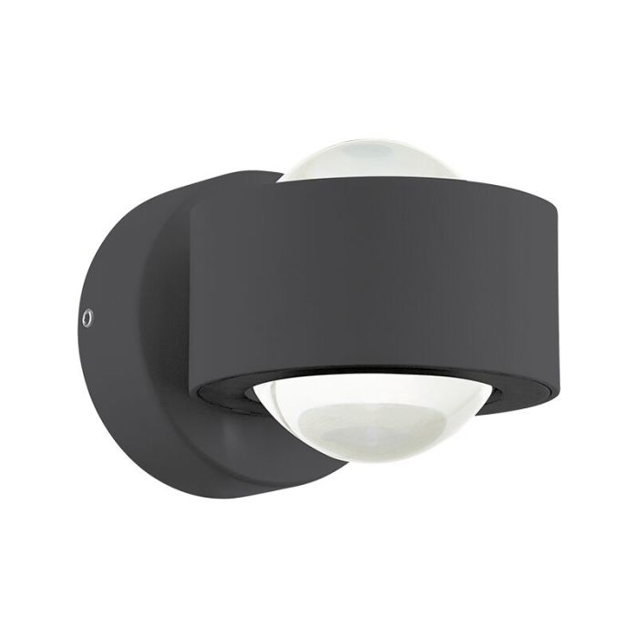 Antracit modern utelampa aluminium, Lyn, 2W, 3000K LED, IP44