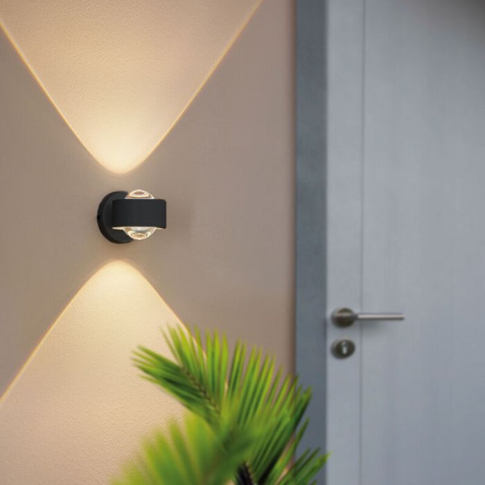 Antracit modern utelampa aluminium, Lyn, 2W, 3000K LED, IP44