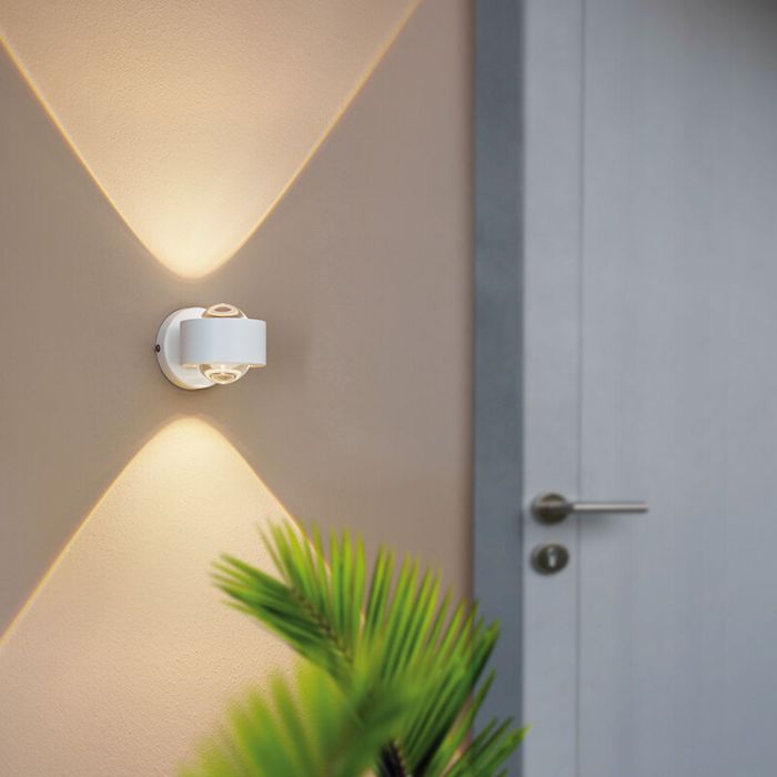 Vit modern utelampa aluminium, Lyn, 2W, 3000K LED, IP44