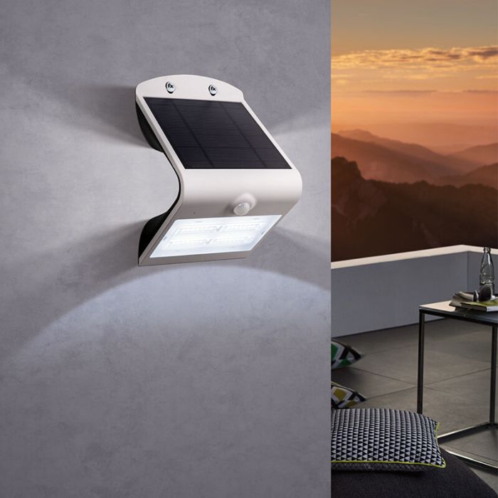 Vit modern utomhus vägglampa med rörelsesensor plast, Lydie, 3,2W, justerbar ljusfärg LED, IP54