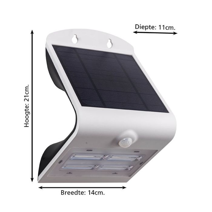 Vit modern utomhus vägglampa med rörelsesensor plast, Lydie, 3,2W, justerbar ljusfärg LED, IP54