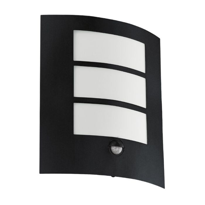 Svart modern utomhus vägglampa med rörelsesensor stål, Elyana, IP44
