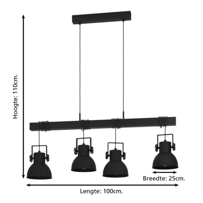 Svart industri fönsterlampa aluminium, Liane