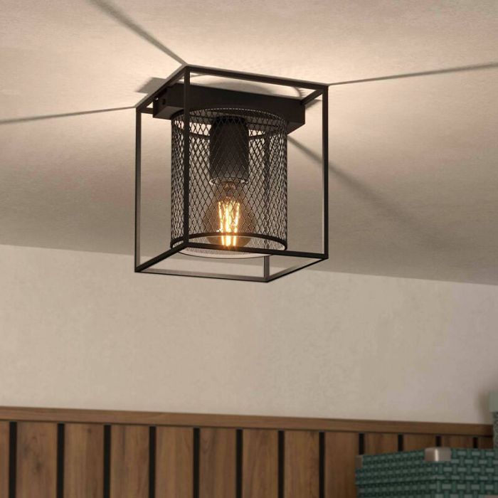 Svart industri taklampa aluminium, Thiemo