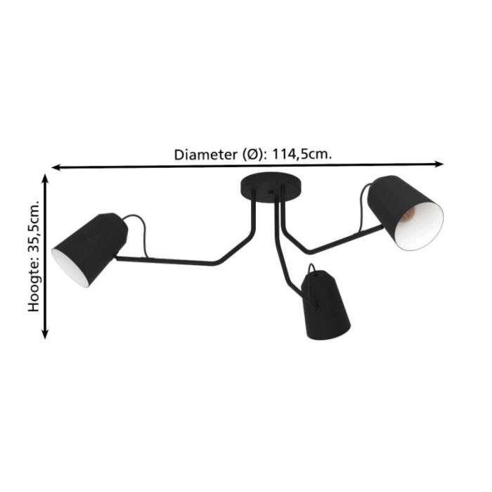 Svart industri taklampa aluminium, Jelco