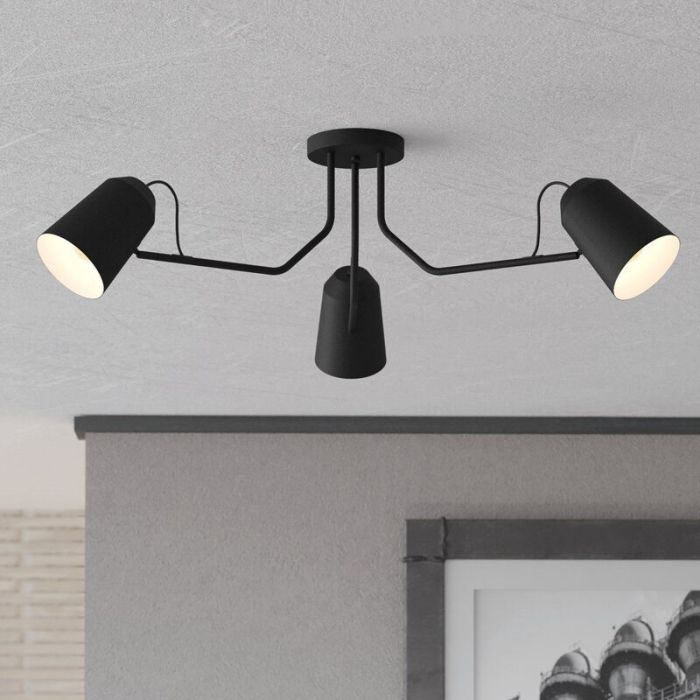Svart industri taklampa aluminium, Jelco