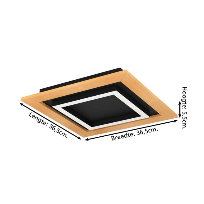 Trä design plafond aluminium, Kyllian, 5,4W, varm till kall vit justerbar LED, 3 stegs dimmer