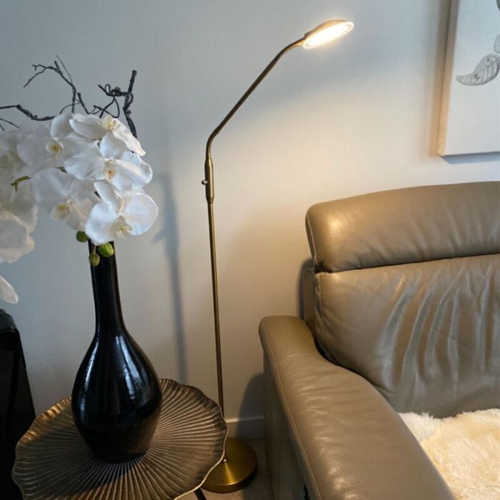 Modern läslampa golv mässing, Salvador, 5W, 3000K LED, med brytare
