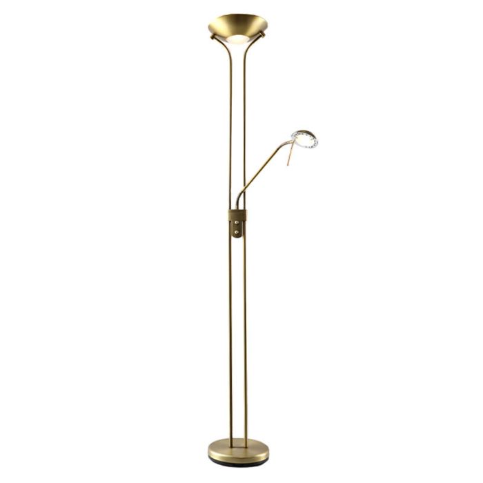 Modern läslampa golv mässing, Salvador, 18W, 3000K LED, med brytare