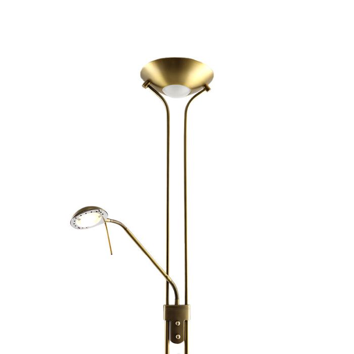 Modern läslampa golv mässing, Salvador, 18W, 3000K LED, med brytare