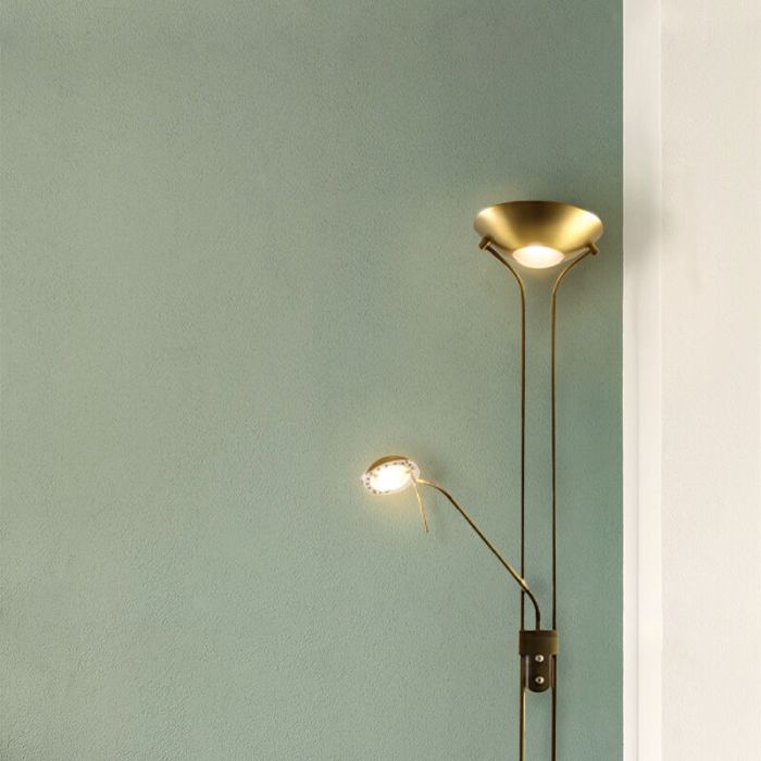 Modern läslampa golv mässing, Salvador, 18W, 3000K LED, med brytare