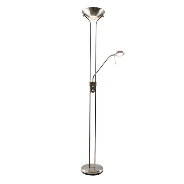 Modern läslampa golv nickel, Salvador, 18W, 3000K LED, med brytare