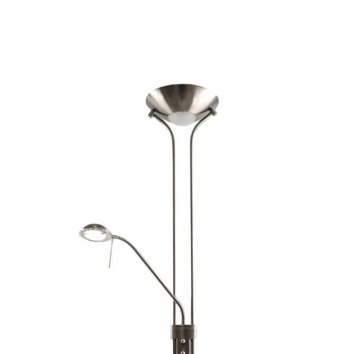 Modern läslampa golv nickel, Salvador, 18W, 3000K LED, med brytare