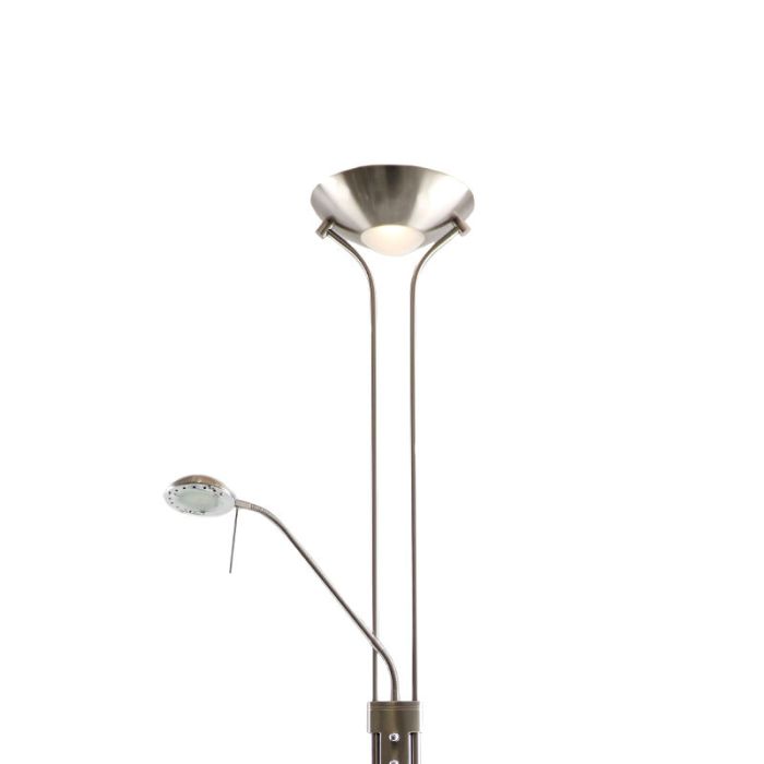 Modern läslampa golv nickel, Salvador, 18W, 3000K LED, med brytare