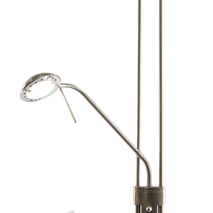 Modern läslampa golv nickel, Salvador, 18W, 3000K LED, med brytare