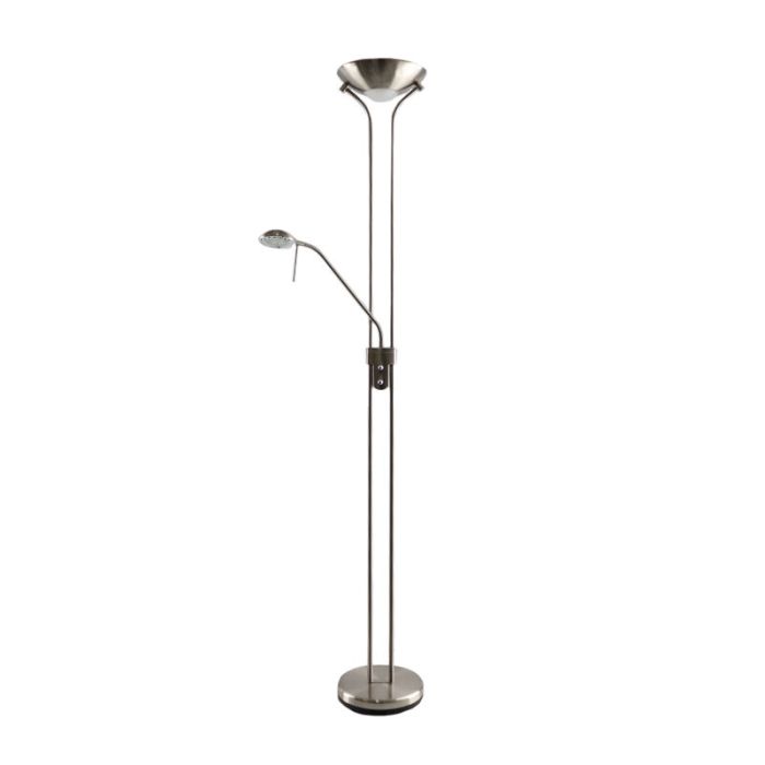 Modern läslampa golv nickel, Salvador, 18W, 3000K LED, med brytare