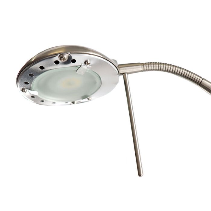 Modern läslampa golv nickel, Salvador, 18W, 3000K LED, med brytare