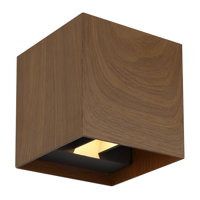 Brun modern up down vägglampa aluminium, Nargis, 3W, 3000K LED, IP54