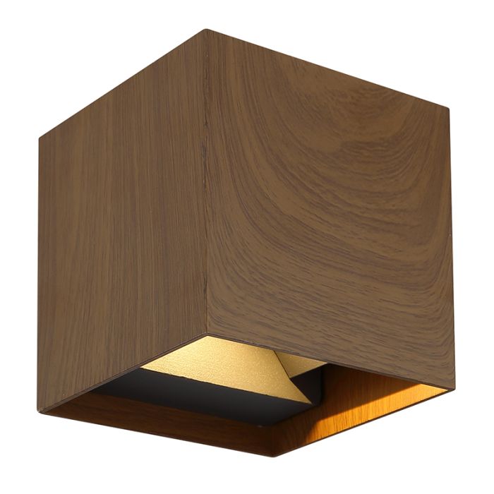 Brun modern up down vägglampa aluminium, Nargis, 3W, 3000K LED, IP54