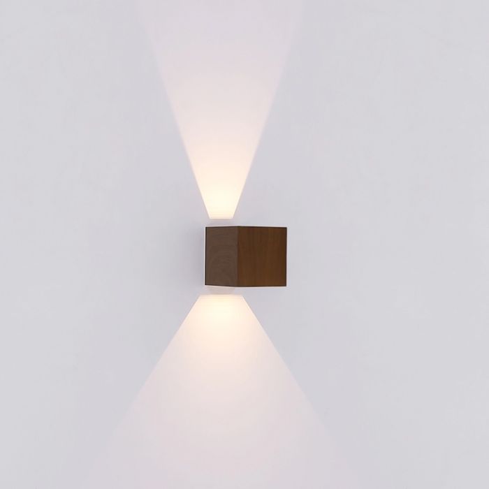 Brun modern up down vägglampa aluminium, Nargis, 3W, 3000K LED, IP54
