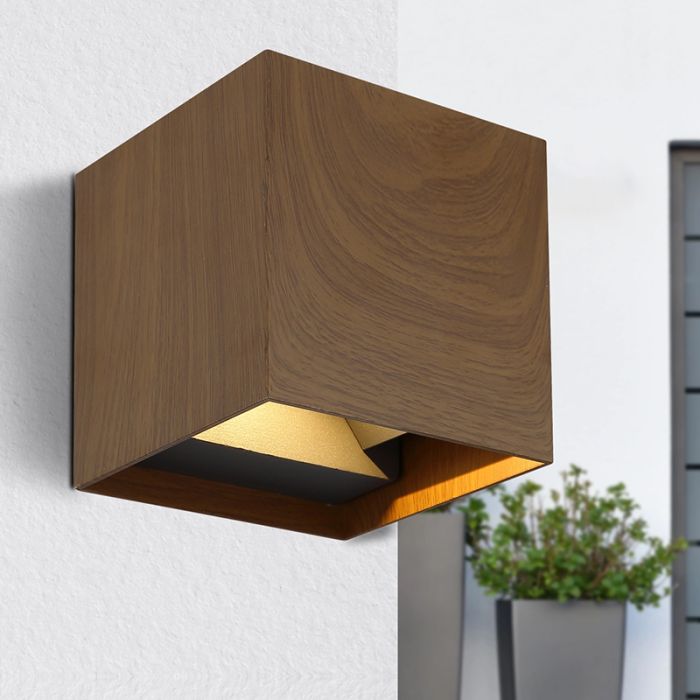 Brun modern up down vägglampa aluminium, Nargis, 3W, 3000K LED, IP54